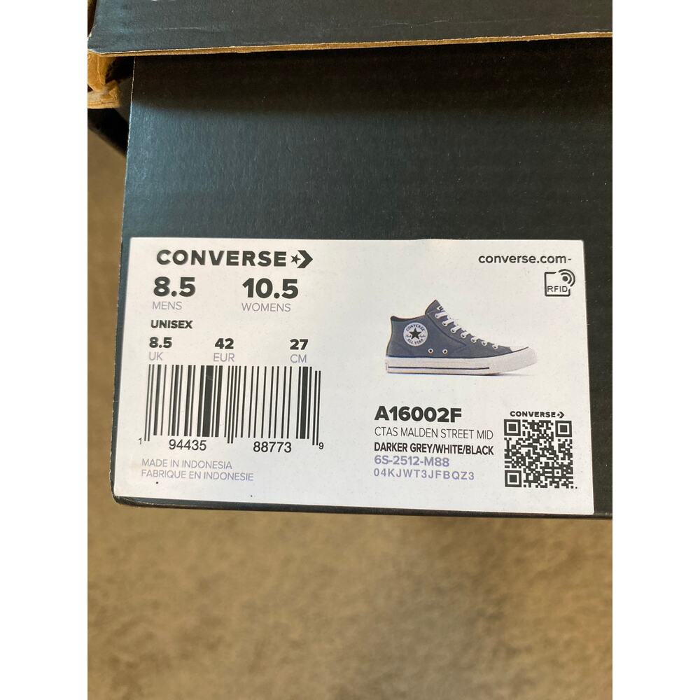 New Converse Malden Street Mid Gray Sneakers Men’s 8.5 Women’s 10.5 - Picture 3 of 4